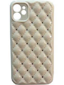 Θήκη Σιλικόνης Καπιτονέ Με Στρας Για Apple iPhone 12 6.1'' Άσπρο
