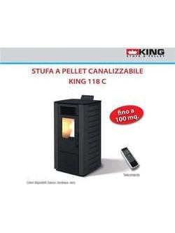 King Stufa 118 Black Σόμπα Pellet Αεραγωγών Αερόθερμη 10.1kW