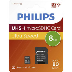 Philips microSDHC 8GB Class 10 U1 UHS-I + Adapter