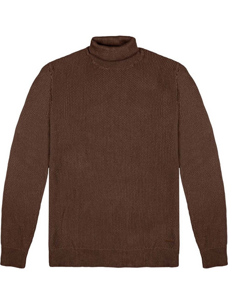 Double Ανδρικό Πουλόβερ Ζιβάγκο Καφέ KNIT-62