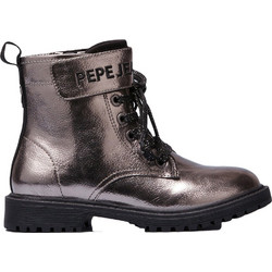 Pepe Jeans Παιδικά Αρβυλάκια Ασημί Δερμάτινα με Φερμουάρ Σκρατς PGS50168-934