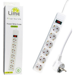 LIME ΠΟΛΥΠΡΙΖΟ 6 ΣΟΥΚΟ LS-630W ΜΕ ΔΙΑΚΟΠΤΗ - ΠΑΙΔΙΚΗ ΠΡΟΣΤΑΣΙΑ ΥΠΕΡΤΑΣΗΣ & ΥΠΕΡΦΟΡΤΩΣΗΣ (3x1.5mm2) 3.0m ΑΣΠΡΟ