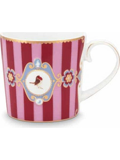 Pip Studio Small Mug Love Birds Medallion Ρίγες Κόκκινο - Ροζ