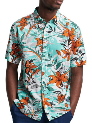 Superdry Vintage Hawaiian Ανδρικό Πουκάμισο Βαμβακερό Φλοράλ Κοντομάνικο Κανονική Γραμμή Πολύχρωμο