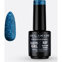 Elixir Semigel 327 Azure Glitter Ημιμόνιμο Βερνίκι Νυχιών 15ml