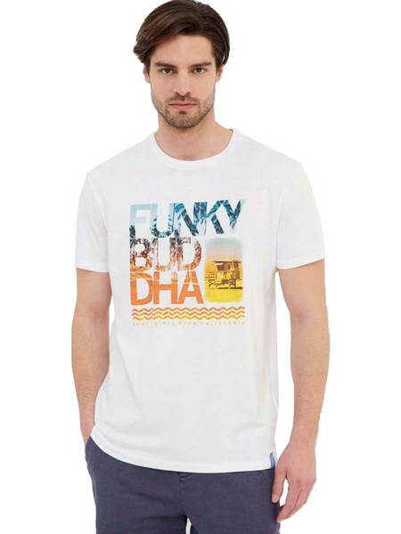 T-Shirt FUNKY BUDDHA FBM005-065-04 Λευκό