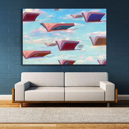 Πίνακας σε καμβά - Σουρεαλισμός - Flying Books - 45 x 30 εκ