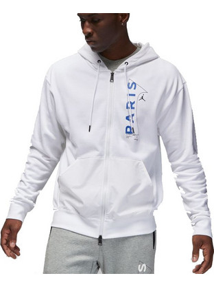 Jordan Paris Saint-Germain Ανδρική Ζακέτα Fleece με Κουκούλα και Φερμουάρ Λευκή DN6150-100