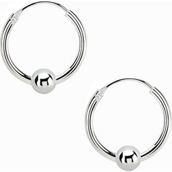 Jt Unisex σκουλαρίκια κρίκοι ασημένιοι μικροί 18mm με μπίλια