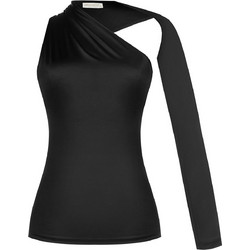 Μαύρο Τοπ Lycra με ασύμμετρο λαιμό