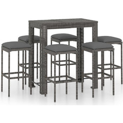 vidaXL Σετ Μπαρ Κήπου Rattan 7τμχ Γκρι 3064785
