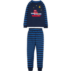 Frugi Cobalt Indigo Boat Παιδική Πιτζάμα Βαμβακερή Χειμωνιάτικη Navy Μπλε PJS205CIB