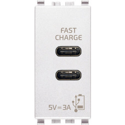 Πρίζα Τροφοδοσίας USB C+C 5V 3A 1 Στοιχείου Λευκή Eikon