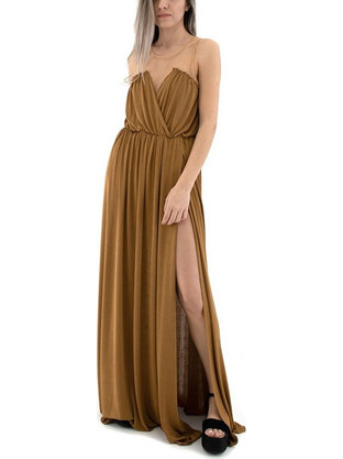 Lace Maxi Καλοκαιρινό Φόρεμα για Γάμο / Βάπτιση Πράσινο M-2806