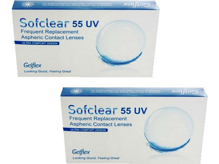 ΠΡΟΣΦΟΡΑ 2 SOFCLEAR 55 UV Gelflex-Μηνιαίοι Φακοί μυωπίας 12 τεμ