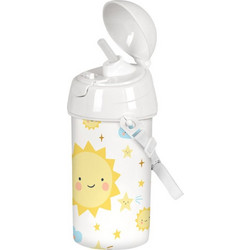 Safta Sun Παιδικό Μπουκάλι Πλαστικό BPA Free με Καλαμάκι Λευκό 500ml