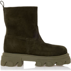 Sante Γυναικεία Μποτάκια Biker Suede Χακί με Χοντρό Χαμηλό Τακούνι 22-428-64