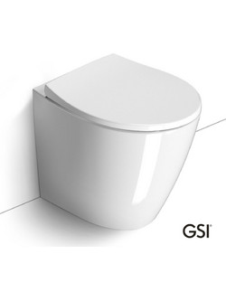 Λεκάνη Δαπέδου Πορσελάνης 52 εκ. GSI Modo Swirl Back to Wall Υ.Π. με Κάλυμμα Slim Soft Close 981000C-300 Λευκή