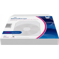 MediaRange Plastic sleeves for 1 disc with flap Transparent Pack 50 (MRBOX64)