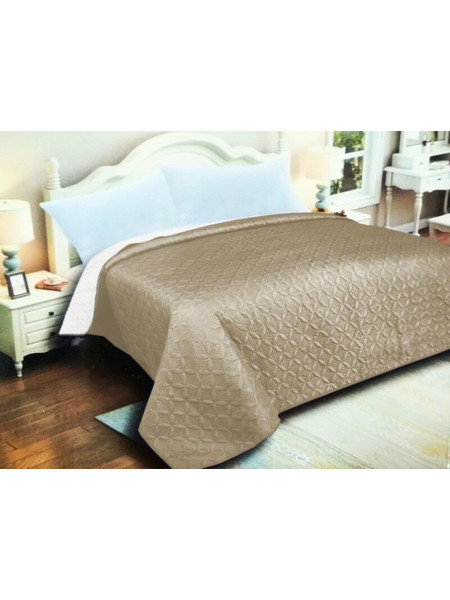 Κουβερλί Μονό Μπεζ-Ανοικτό Γκρι Microfiber Διπλής Όψης Ρόμβος Γαρύφαλλο 160x240