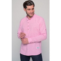Ben Tailor Komo Ανδρικό Πουκάμισο Λινό Μακρυμάνικο Slim Fit με Mao Γιακά Ροζ BENT.0575