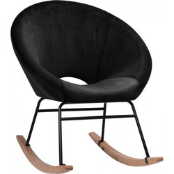 HomeMarkt Κουνιστή Πολυθρόνα Βελούδινη Μαύρη Paulina HM8399.04