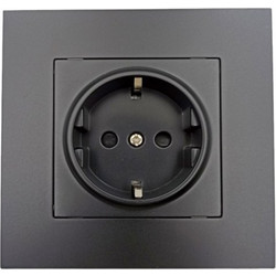 Μονή Χωνευτή Πρίζα Ρεύματος 90x90mm DS-201470 Μαύρη OEM