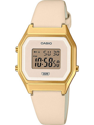 Casio Vintage Ψηφιακό Γυναικείο Ρολόι Χρονογράφος με Ροζ Δερμάτινο Λουράκι LA-680WEGL-4EF
