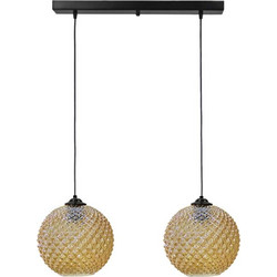 Heronia Lighting Κρεμαστό Φωτιστικό Οροφής Ράγα Δίφωτο E27 Χρυσό 02-0370