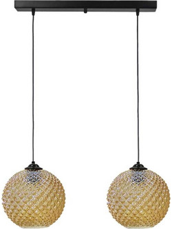 Heronia Lighting Κρεμαστό Φωτιστικό Οροφής Ράγα Δίφωτο E27 Χρυσό 02-0370