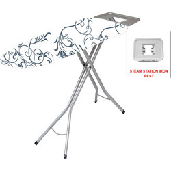 Σιδερώστρα Ατμού XL 155x45x95cm Μεταλλική με Επιφάνεια Σιδερώματος 125x45cm 7Kg Σχάρα 42x30cm Διάμετρος Ποδιού O34mm PEARL FLORAL SWIRLS