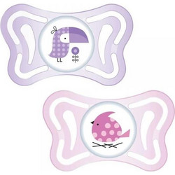 Chicco PhysioForma Light Ανατομικές Ορθοδοντικές Πιπίλες Σιλικόνης 2-6m Πουλάκι Ροζ Παπαγαλάκι Μωβ 2τμχ