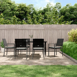 vidaXL Σετ Τραπεζαρία Κήπου Rattan 7τμχ Μαύρο 3187010