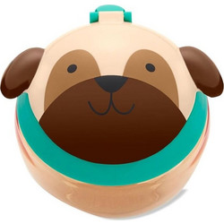 Skip Hop Zoo Pug Πλαστικό Παιδικό Δοχείο Φαγητού Καφέ 221ml