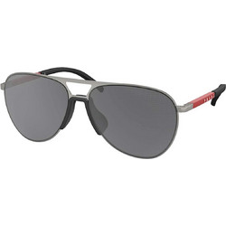 Prada PR51XS 5AV0/7U Ανδρικά Γυαλιά Ηλίου Aviator Μεταλλικά Ασημί με Μαύρο Polarized Φακό