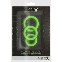 Ouch! Glow in The Dark Silicone Cock Ring Σετ Ελαστικά Δαχτυλίδια Πέους Σιλικόνης Πράσινοα 3τμχ