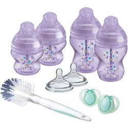 Tommee Tippee Advanced Σετ Πλαστικά Μπιμπερό με Θηλή Σιλικόνης κατά των Κολικών 0m+ Purple 9τμχ