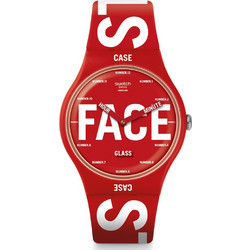Swatch Swatchid Ανδρικό Ρολόι με Κόκκινο Καουτσούκ Λουράκι SUOR115