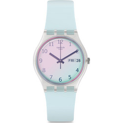 Swatch Γυναικείο Ρολόι με Γαλάζιο Καουτσούκ Λουράκι GE713