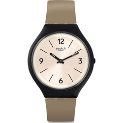 Swatch Ανδρικό Ρολόι με Καφέ Καουτσούκ Λουράκι SVUB101