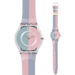 Swatch Fond De Teint Γυναικείο Ρολόι με Πολύχρωμο Δερμάτινο Λουράκι SFK398