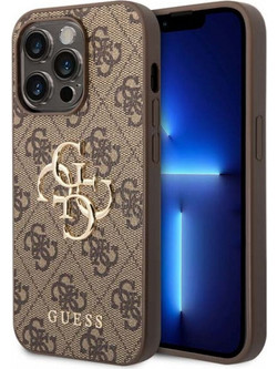 Guess 4G Big Metal Logo Θήκη Πλάτης Brown (iPhone 15 Pro)