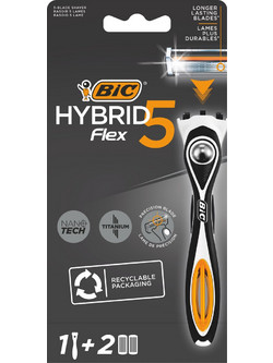 BIC Hybrid Flex 5 Ξυραφάκι με Ανταλλακτικές Κεφαλές με 5 Λεπίδες & Λιπαντική Ταινία + Ανταλλακτικά Ξυραφάκια 2τμχ