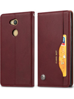 Knead Skin Texture Horizontal Flip Leather Θήκη for Sony Xperia L2, με κορνίζα & θήκη φωτογραφιών & υποδοχές για κάρτες & πορτοφόλι(Μπορντό) (OEM)