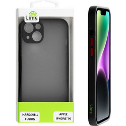 LIME ΘΗΚΗ IPHONE 14 6.1" HARDSHELL FUSION FULL CAMERA PROTECTION BLACK WITH RED KEYS