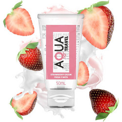 Aqua Travel Strawberry Flavour Λιπαντικό Gel Νερού Κόλπου & Πρωκτού 50ml