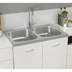 vidaXL 147234 Ένθετος Νεροχύτης Inox 80x50cm