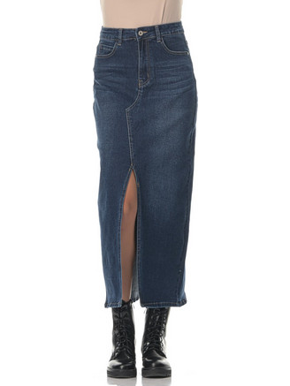 Gsecret Μίντι Φούστα Τζιν Ψηλόμεση Pencil Navy Μπλε CZP2570