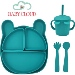 BabyCloud Βρεφικό Σετ Φαγητού Σιλικόνης Turquoise 4τμχ
