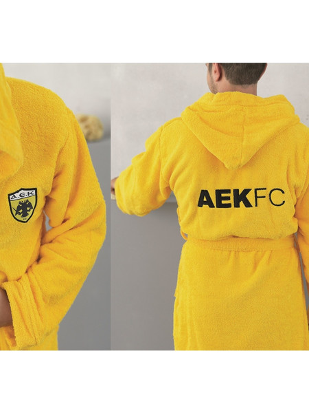 Palamaiki Aek 1924 Παιδικό Μπουρνούζι με Κουκούλα 420gr/m² Κίτρινο